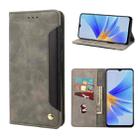 For OPPO A17 Skin Feel Splicing Leather Phone Case(Grey) - 1
