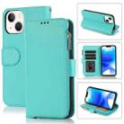 For iPhone 14 Plus Microfiber Zipper Leather Phone Case(Mint Green) - 1