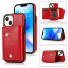 For iPhone 14 Card Slots PU + TPU Leather Phone Case(Red) - 1