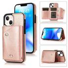 For iPhone 14 Card Slots PU + TPU Leather Phone Case(Rose Gold) - 1