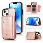 For iPhone 14 Plus Card Slots PU + TPU Leather Phone Case(Rose Gold) - 1