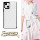 For iPhone 14 Crossbody Rhombic Microfiber Leather Phone Case(White) - 1