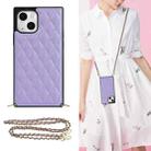 For iPhone 14 Crossbody Rhombic Microfiber Leather Phone Case(Purple) - 1