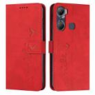 For Infinix Hot 12 Pro Skin Feel Heart Pattern Leather Phone Case(Red) - 1