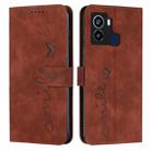For Tecno Pop 6 Skin Feel Heart Pattern Leather Phone Case(Brown) - 1