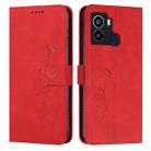 For Tecno Pop 6 Skin Feel Heart Pattern Leather Phone Case(Red) - 1