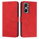 For Tecno Pop 6 Pro Skin Feel Heart Pattern Leather Phone Case(Red) - 1