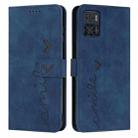 For Motorola Moto E22 / E22i Skin Feel Heart Pattern Leather Phone Case(Blue) - 1