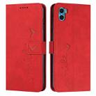 For Motorola Moto E22s 4G Skin Feel Heart Pattern Leather Phone Case(Red) - 1