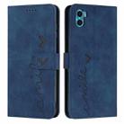 For Motorola Moto E22s 4G Skin Feel Heart Pattern Leather Phone Case(Blue) - 1