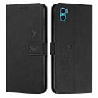 For Motorola Moto E22s 4G Skin Feel Heart Pattern Leather Phone Case(Black) - 1