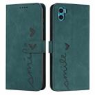 For Motorola Moto E22s 4G Skin Feel Heart Pattern Leather Phone Case(Green) - 1