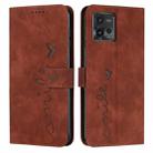 For Motorola Moto G72 Skin Feel Heart Pattern Leather Phone Case(Brown) - 1