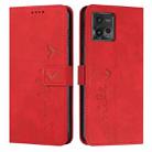 For Motorola Moto G72 Skin Feel Heart Pattern Leather Phone Case(Red) - 1