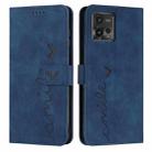 For Motorola Moto G72 Skin Feel Heart Pattern Leather Phone Case(Blue) - 1