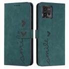 For Motorola Moto G72 Skin Feel Heart Pattern Leather Phone Case(Green) - 1