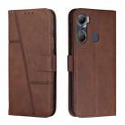 For Infinix Hot 12 Pro Stitching Calf Texture Buckle Leather Phone Case(Brown) - 1