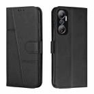 For Infinix Hot 20 4G Stitching Calf Texture Buckle Leather Phone Case(Black) - 1