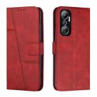 For Infinix Hot 20 4G Stitching Calf Texture Buckle Leather Phone Case(Red) - 1