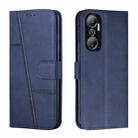 For Infinix Hot 20 4G Stitching Calf Texture Buckle Leather Phone Case(Blue) - 1