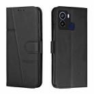 For Tecno Pop 6 Stitching Calf Texture Buckle Leather Phone Case(Black) - 1