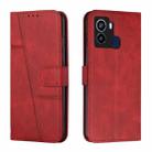For Tecno Pop 6 Stitching Calf Texture Buckle Leather Phone Case(Red) - 1