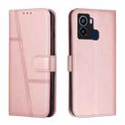 For Tecno Pop 6 Stitching Calf Texture Buckle Leather Phone Case(Rose Gold) - 1