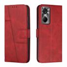 For Tecno Pop 6 Pro Stitching Calf Texture Buckle Leather Phone Case(Red) - 1