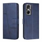 For Tecno Pop 6 Pro Stitching Calf Texture Buckle Leather Phone Case(Blue) - 1