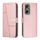 For Tecno Pop 6 Pro Stitching Calf Texture Buckle Leather Phone Case(Rose Gold) - 1