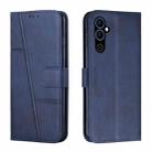 For Tecno Pova Neo 2 Stitching Calf Texture Buckle Leather Phone Case(Blue) - 1