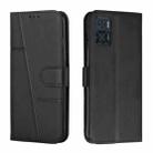 For Motorola Moto E22 / E22i Stitching Calf Texture Buckle Leather Phone Case(Black) - 1