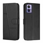 For Motorola Edge 30 Neo / Edge 30 Lite Stitching Calf Texture Buckle Leather Phone Case(Black) - 1