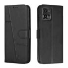 For Motorola Moto G72 Stitching Calf Texture Buckle Leather Phone Case(Black) - 1