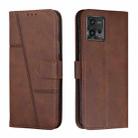 For Motorola Moto G72 Stitching Calf Texture Buckle Leather Phone Case(Brown) - 1