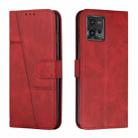 For Motorola Moto G72 Stitching Calf Texture Buckle Leather Phone Case(Red) - 1