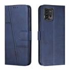 For Motorola Moto G72 Stitching Calf Texture Buckle Leather Phone Case(Blue) - 1