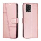 For Motorola Moto G72 Stitching Calf Texture Buckle Leather Phone Case(Rose Gold) - 1