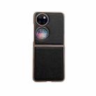 For Huawei P50 Pocket Nano Electroplating Cross Texture Genuine Leather Phone Case(Black) - 1