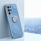 For Samsung Galaxy S22 Ultra 5G XINLI Straight Edge 6D Electroplate TPU Phone Case with Ring Holder(Celestial Blue) - 1