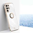 For Samsung Galaxy S22 Ultra 5G XINLI Straight Edge 6D Electroplate TPU Phone Case with Ring Holder(White) - 1