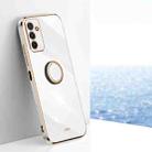 For Samsung Galaxy F13 4G XINLI Straight Edge 6D Electroplate TPU Phone Case with Ring Holder(White) - 1