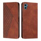 For Motorola Moto E22s 4G Diamond Pattern Skin Feel Magnetic Leather Phone Case(Brown) - 1