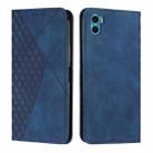 For Motorola Moto E22s 4G Diamond Pattern Skin Feel Magnetic Leather Phone Case(Blue) - 1