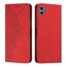 For Motorola Moto E22s 4G Diamond Pattern Skin Feel Magnetic Leather Phone Case(Red) - 1