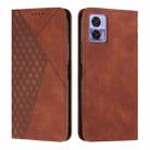 For Motorola Edge 30 Neo / Edge 30 Lite Diamond Pattern Skin Feel Magnetic Leather Phone Case(Brown) - 1