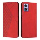 For Motorola Edge 30 Neo / Edge 30 Lite Diamond Pattern Skin Feel Magnetic Leather Phone Case(Red) - 1