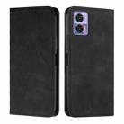 For Motorola Edge 30 Neo / Edge 30 Lite Diamond Pattern Skin Feel Magnetic Leather Phone Case(Black) - 1