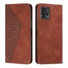 For Motorola Moto G72 Diamond Pattern Skin Feel Magnetic Leather Phone Case(Brown) - 1