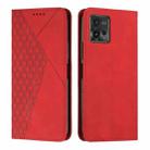 For Motorola Moto G72 Diamond Pattern Skin Feel Magnetic Leather Phone Case(Red) - 1